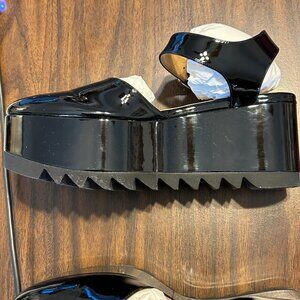 Stella McCartney Black Elyse Patent Platform Sandals